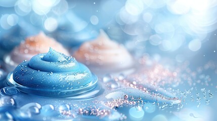 Close-up of blue and white cream. Abstract background with blue and white color.