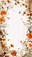 Floral frame with negative space for text or images.