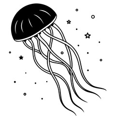 Fototapeta premium T-shirt Design Vector Cosmic jellyfish deep space - vector design - vector art - premium vector - latest vector design and illustration