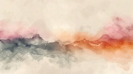 Abstract watercolor painting with a gradient of orange, pink, and blue.