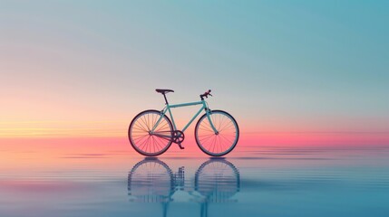 Fototapeta premium Classic bicycle with reflection on water. Eco-friendly transport and lifestyle concept