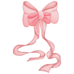 Pink ribbons watercolor clip art 