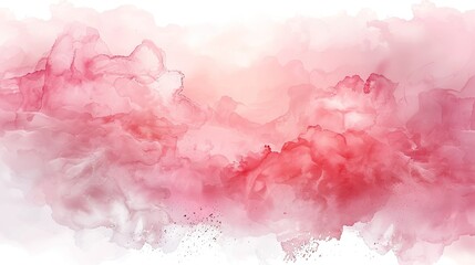 Fototapeta premium Delicate ethereal pink clouds float on a white background. Soft pastel colors create a dreamy romantic watercolor painting.