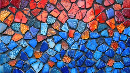 Colorful Glass Tiles Mosaic on Wall