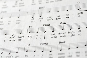 Obraz premium Close-up shot of old sheet music