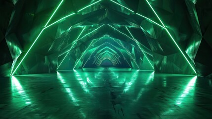 Tunnel With Green Lights