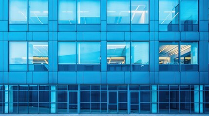 Blue Building With Reflective Windows