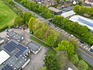 Aerial View of Stapleford Countryside Landscape of British Village Nottingham, England UK. April...