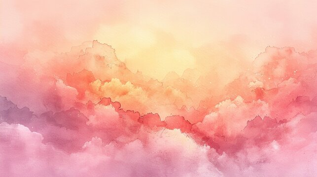 "Aquarelle cloudscape in peachy hues. Delicate and dreamy, this image is perfect for backgrounds, illustrations, and more."