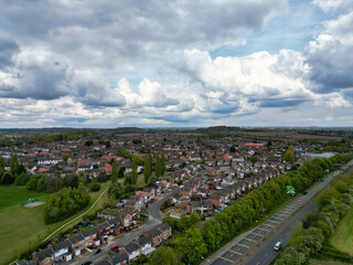 Fototapeta na wymiar Aerial View of Stapleford Countryside Landscape of British Village Nottingham, England UK. April 26th 2024