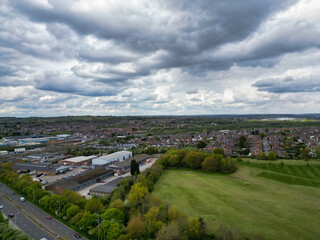 Fototapeta na wymiar Aerial View of Stapleford Countryside Landscape of British Village Nottingham, England UK. April 26th 2024