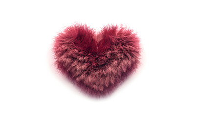 Heart made of pink fur. Gift for valentine's day, birthday, mother's day.