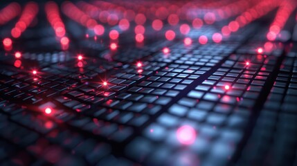 Close Up of a Computer Keyboard With Red Lights