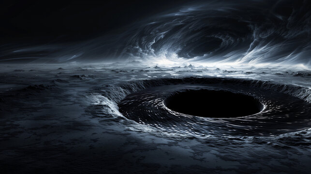 The black hole in the universe and the galaxy in outer space.
