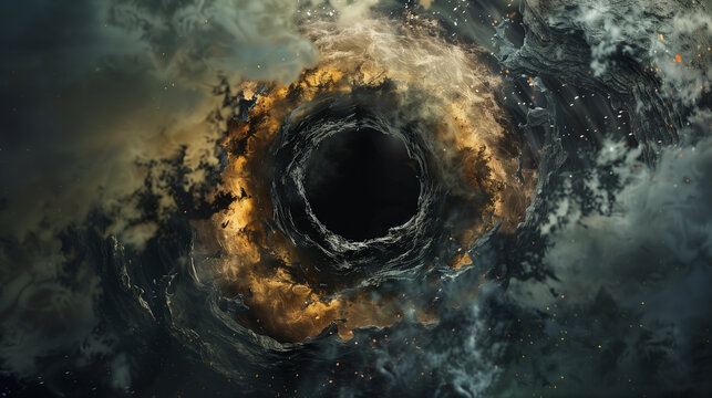 The black hole in the universe and the galaxy in outer space.
