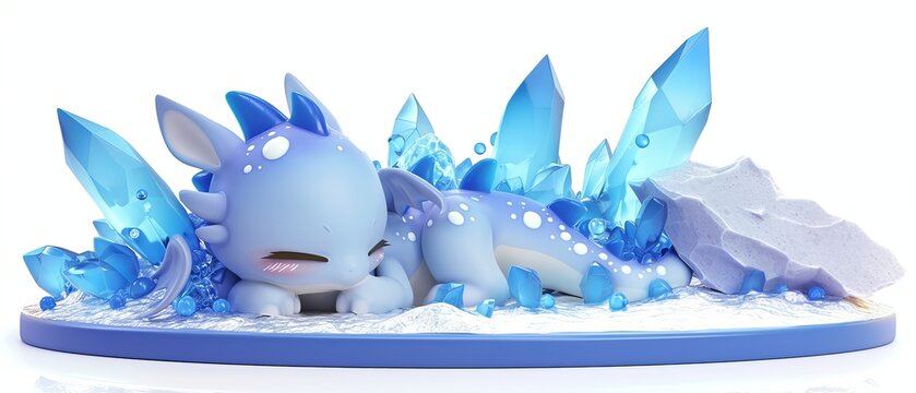 Cute ice dragon character