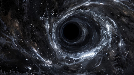 The black hole in the universe and the galaxy in outer space.