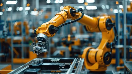 Robotic Arm Assembling Machine in Factory