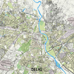 Delhi, India map poster art