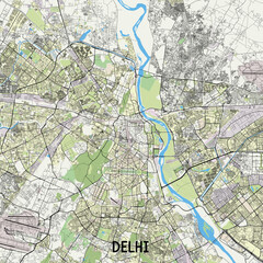 Obraz premium Delhi, India map poster art