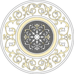 Detailed vector sketch illustration of traditional ethnic classic vintage old rosette ornament