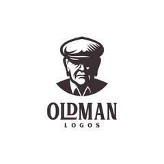 old man's head illustration logo