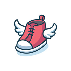 cute cartoon red shoe with wings vector illustration template design