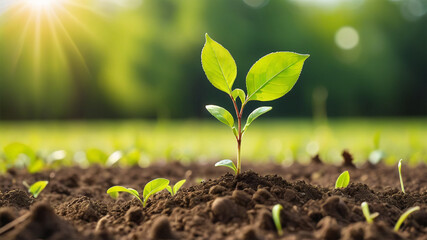 A sapling growing in the middle of the forest