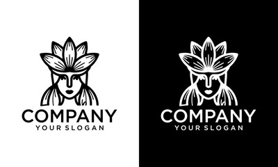 Creative Luxury Woman Face and Lotus Art for Spa logo design inspiration