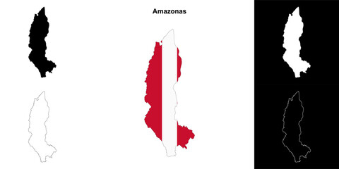 Amazonas region outline map set