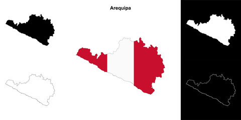 Arequipa region outline map set
