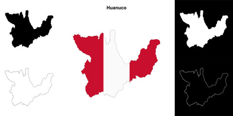 Huanuco region outline map set