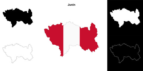 Junin region outline map set