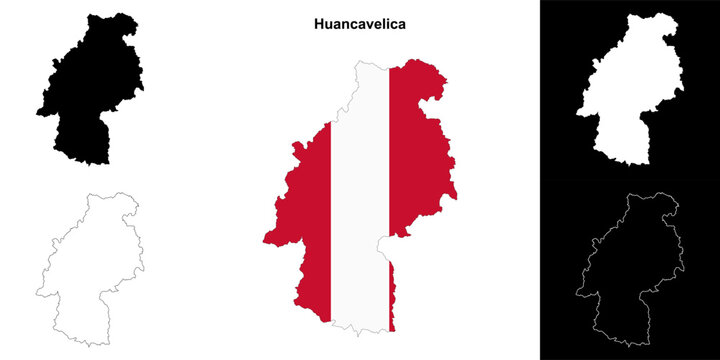 Huancavelica region outline map set