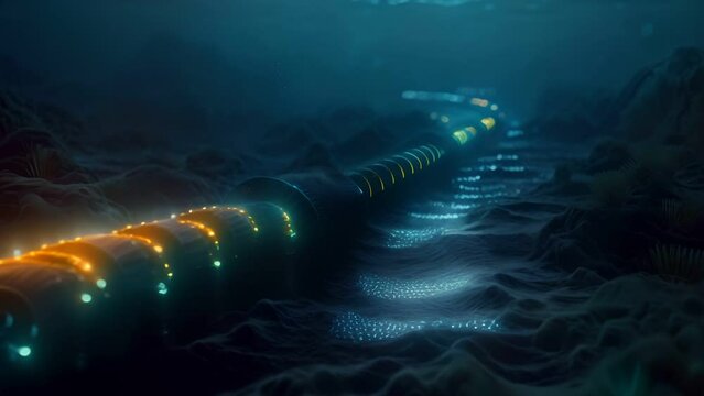 Hightech submarine fiberoptic cable for global underwater communication, data transmission