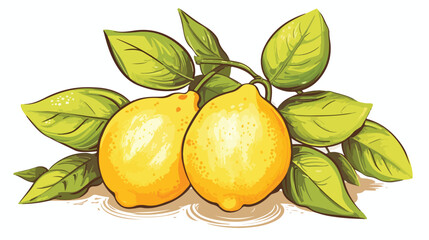 Natural detailed drawing of lemons cut in pieces is