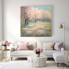 Artwork in a frame in the English countryside style, art and home decor idea