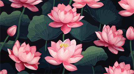 Natural seamless pattern with beautiful pink bloomi
