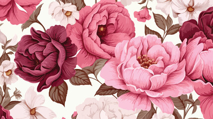 Natural seamless pattern with blooming garden pink