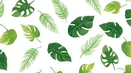 Natural seamless pattern with green tropical leaves