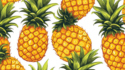 Natural seamless pattern with juicy pineapple piece