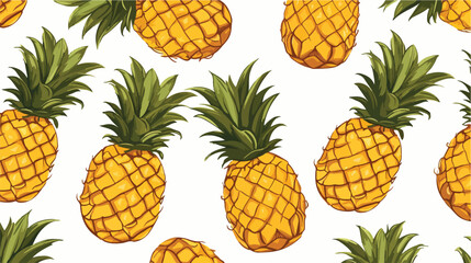 Natural seamless pattern with juicy pineapple piece