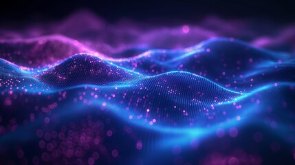 Abstract digital background with a glowing, dynamic wave pattern, representing data flow in a cybernetic space