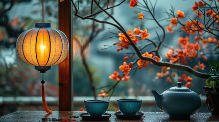 lantern with flowers