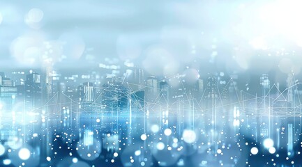 Arrière-plan numérique abstrait d'une ville futuriste avec des lignes lumineuses, concept de paysage urbain et de connexion de données.