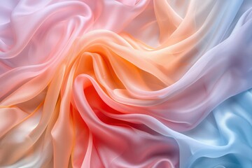 Obraz premium A soft abstract background with waves of pastel textiles simulating a gentle flow in a calming pattern.