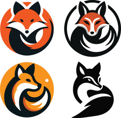 Vector Fox Logo set illustration on white background