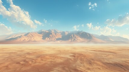 Fototapeta premium Craft an image depicting a desert mirage shimmering on the horizon