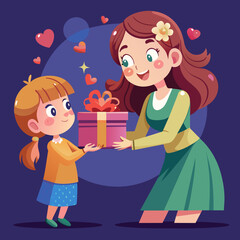 Daughter Gifting Her Mom On Mother's Day , Mothers Day Holiday