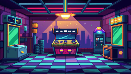 Pixelated Retro Arcade Gaming Machine 